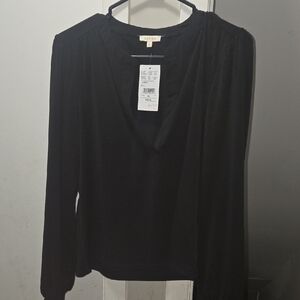 LAURA Black V-Neck Women's Blouse